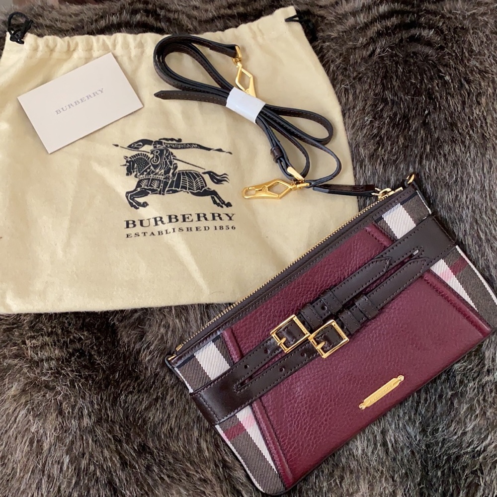 Burberry Burgundy and Brown Crossbody Bag - Picture 2 of 10